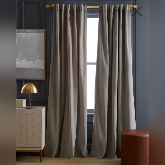 NWT! Quince Cotton Velvet Gray Filtering Curtains 48